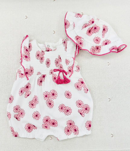 MAYORAL NEWBORN BABY FLORAL ROMPER WITH HAT