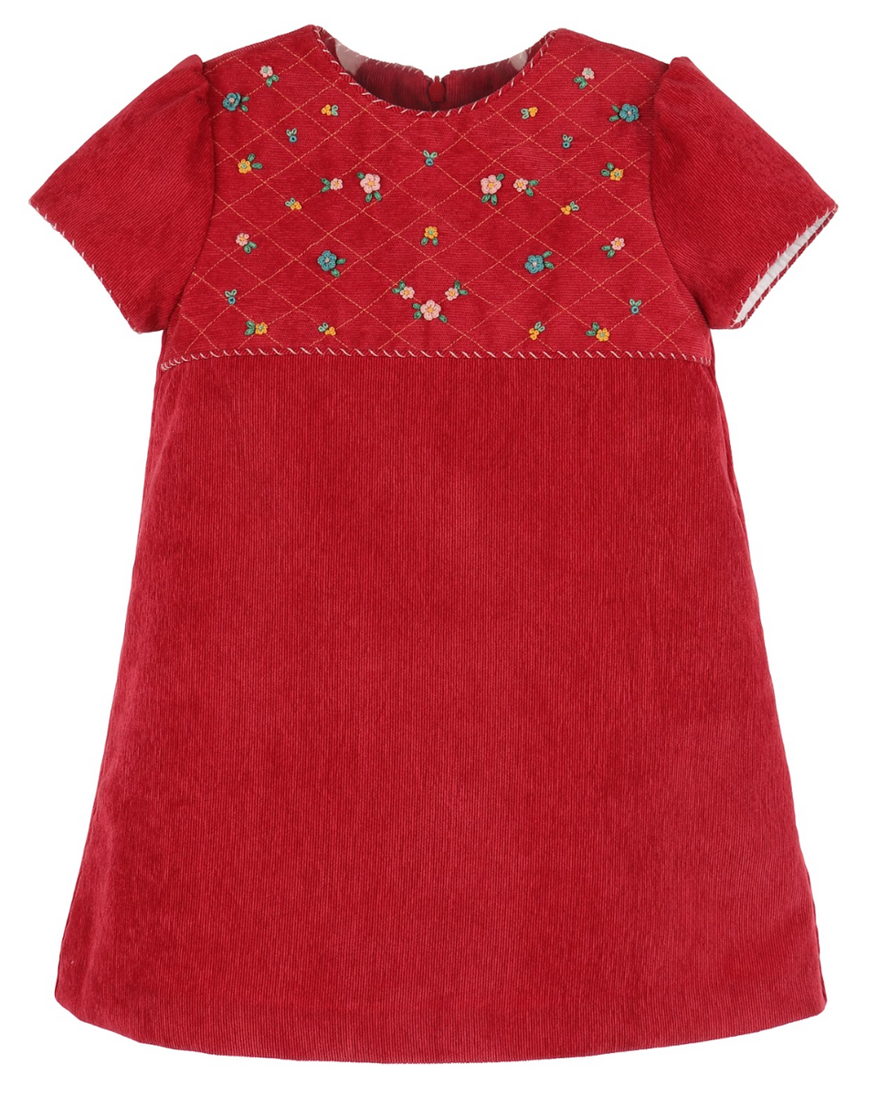 luli and me christmas dress & CORD EMBROIDERY RED – Lullaby Baby Child Me velvet dress with