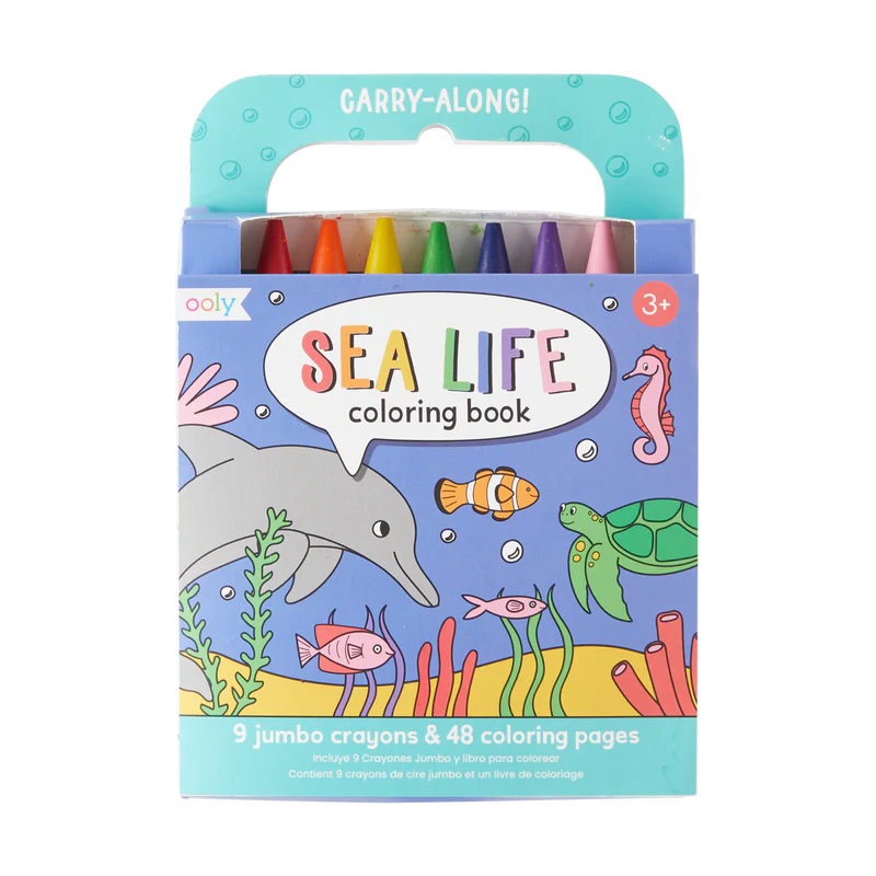 CARRY ALONG COLORING BOOK AND CRAYONS SET | SEA LIFE