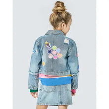 Load image into Gallery viewer, VINTAGE DENIM JACKET WITH SEQUIN PATCHES by HANNA        NEW ARRIVALS