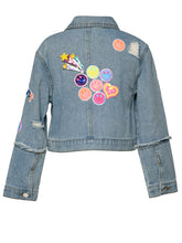 Load image into Gallery viewer, VINTAGE DENIM JACKET WITH SEQUIN PATCHES by HANNA        NEW ARRIVALS