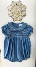 Load image into Gallery viewer, BABY GIRL FALL GARDEN SMOCK BUBBLE BLUE | LULI &amp; ME