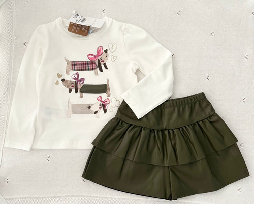 MAYORAL GIRL LS TOP AND SKORT SET