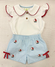 Load image into Gallery viewer, ZUCCINI NAUTICAL BLOUSE AND SHORT SET