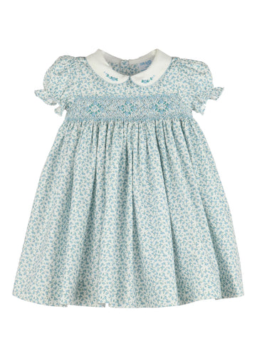LULI & ME DANCING ROSES SMOCK DRESS | BLUE