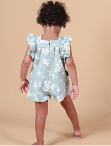 FLORAL RUFFLE ROMPER SAGE | TINY TRIBE