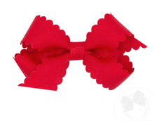 Load image into Gallery viewer, MINI SCALLOPED EDGE GROSSGRAIN HAIRBOW RED | MORE COLORS