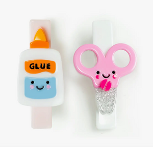 SCISSORS AND GLUE HAIR CLIPS
