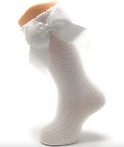 CARLO MAGNO KNEE HIGHS SOCKS WITH A BOW IN WHITE