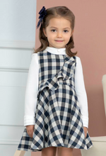 Load image into Gallery viewer, ABEL &amp; LULA PLAID PINAFORE DRESS  AND TURTLE NECK SET | NAVY