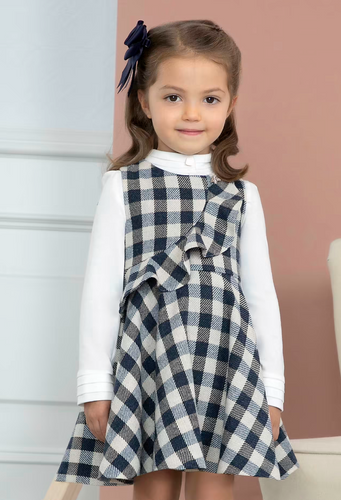 ABEL & LULA PLAID PINAFORE DRESS  AND TURTLE NECK SET | NAVY
