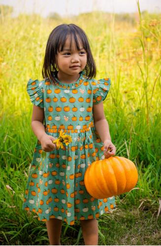 TUK TUK PUMPKIN SPICE RUFFLE DRESS | SAGE GREEN