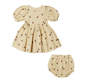 WAFFLE BABY GIRL DRESS || APPLES || QUINCY MAE