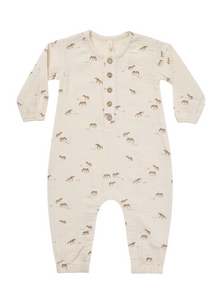 WOVEN BABY JUMPSUIT IN HORSES || QUINCY MAE