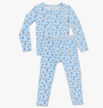 Load image into Gallery viewer, MILK AND COOKIES BLUE  PAJAMA 2 PC BAMBBO SET | BELLABU BEAR