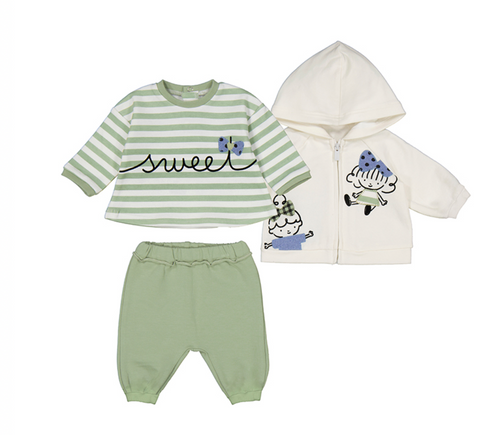 MAYORAL BABY GIRL 3 PC SET | TEA GREEN  2666
