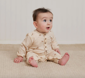WOVEN BABY JUMPSUIT IN HORSES || QUINCY MAE