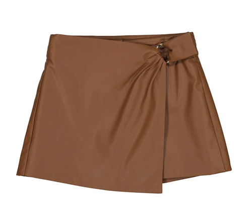 ABEL & LULA FAUX LEATHER SKURT | CHOCOLATE