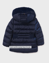 Load image into Gallery viewer, SATIN PUFFER JACKET FAUX FUR FOR GIRLS | ABEL &amp; LULA |SALE