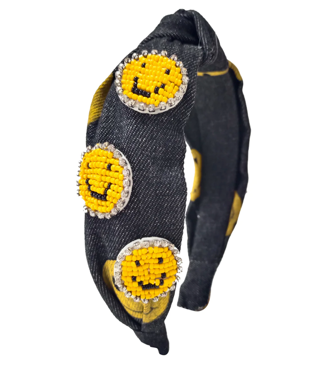 BARI LYNN SMILE FACE HEADBANDS LIGHT DENIM & MORE COLORS