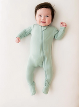 Load image into Gallery viewer, ZIPPERED FOOTIE IN SAGE | KYTE BABY