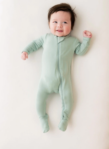 ZIPPERED FOOTIE IN SAGE | KYTE BABY