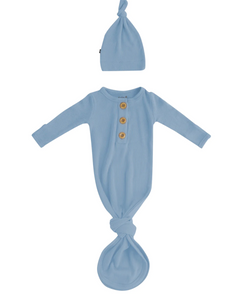 NEW BORN RIBBED KNOTTED GOWN AND HAT | KYTE BABY | SOFT COLORS