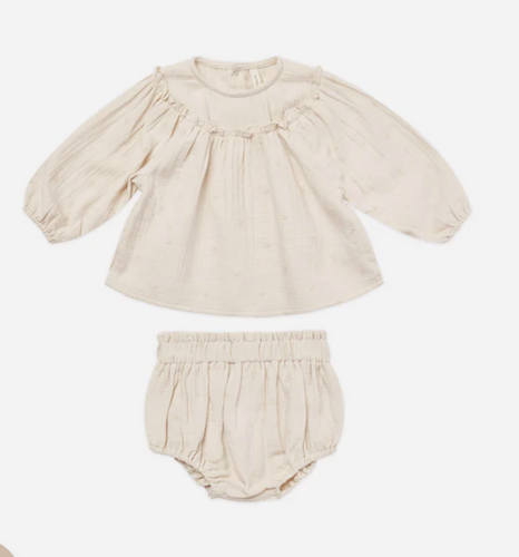 BALLON SLEEVE BLOUSE AND BLOOMER SET || DAISY EMBROIDERY || QUINCY MAE