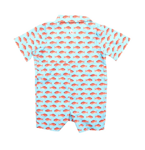 RED SNAPPER SHORT SLEEVE ROMPER | BLUE QUAIL CLOTHING CO