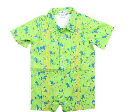 BLUE QUAIL GUAYABERA FIESTA SHORT SLEEVE ROMPER