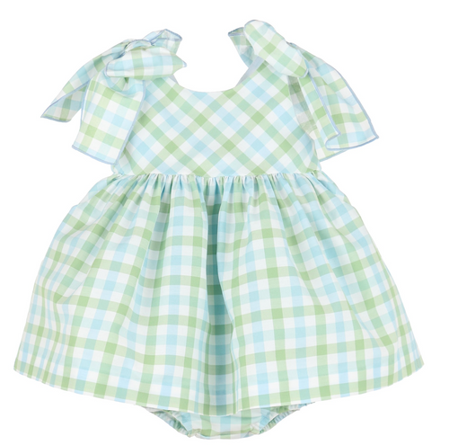 BABY & GIRL PASTEL PLAID BLUE AND GREEN DRESS by SOPHIE & LUCAS