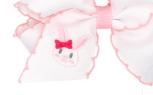 WHISMICAL EASTER BUNNY EMBROIDERED MEDIUM HAIR BOW