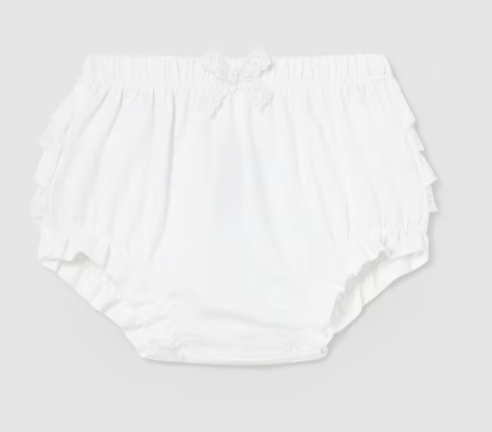 MAYORAL NEWBORN RUFFLED BLOOMERS BETTER COTTON | WHITE