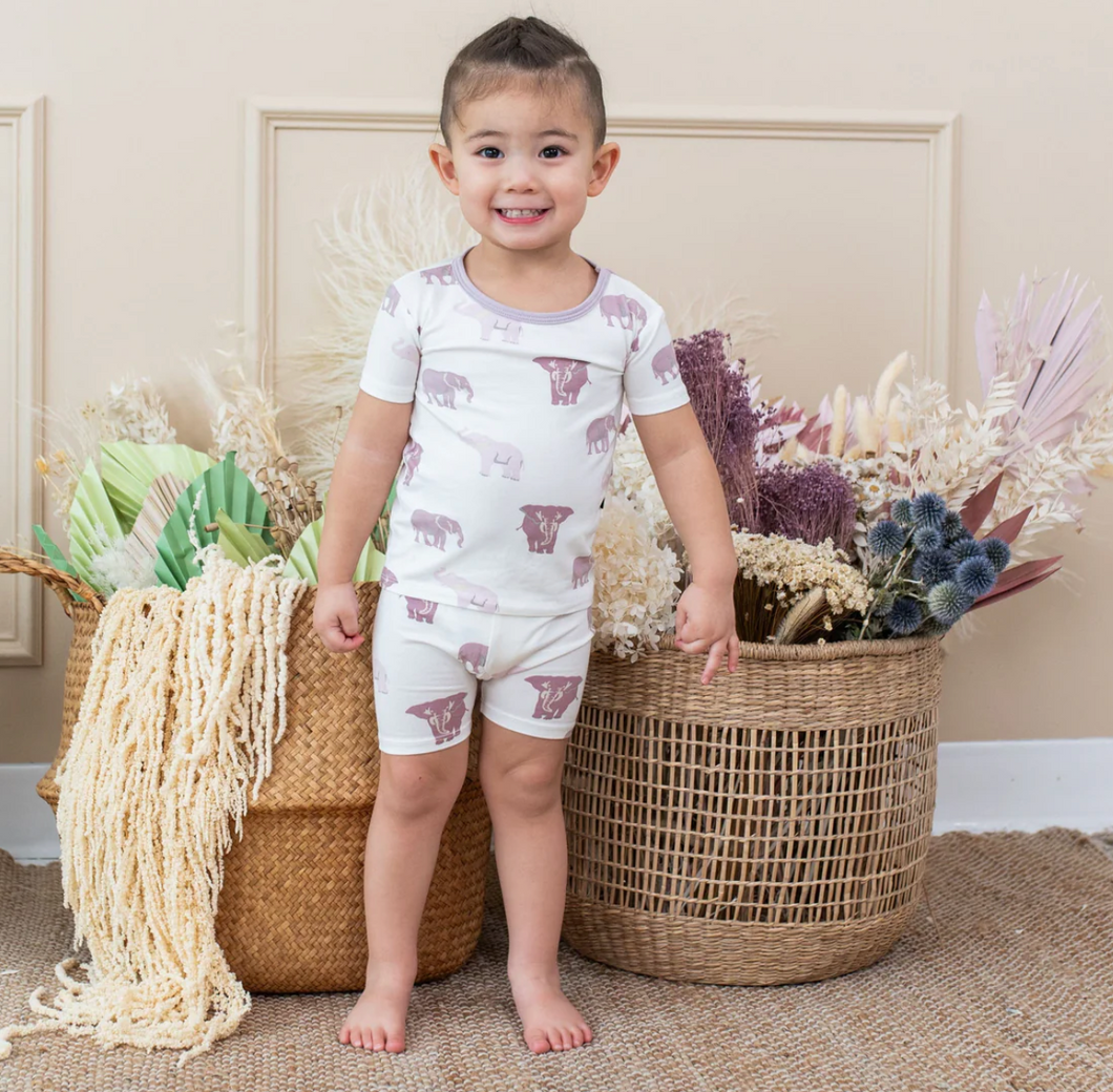 KYTE BABY SHORT SLEEVE PAJAMAS ELEPHANT