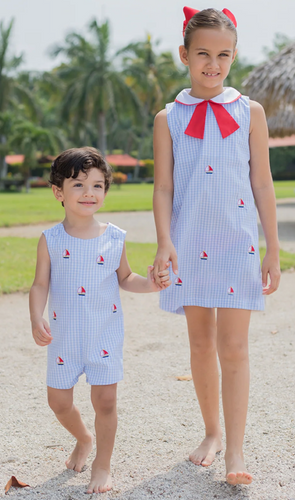 ZUCCINI NAUTICAL DRESS LIGHT BLUE, MEDIUM CHECK