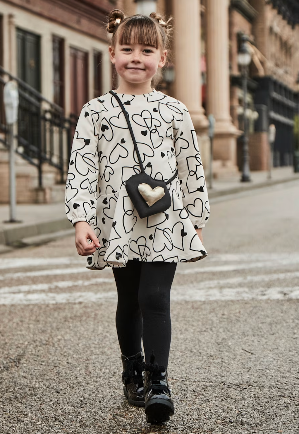 MAYORAL GIRL KNIT DRESS WITH A PURSE | HEARTS GARBANZO 4931