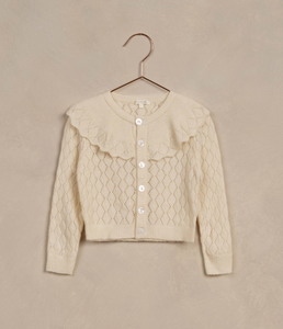 NORALEE RUFFLE CARDIGAN SWEATER || IVORY