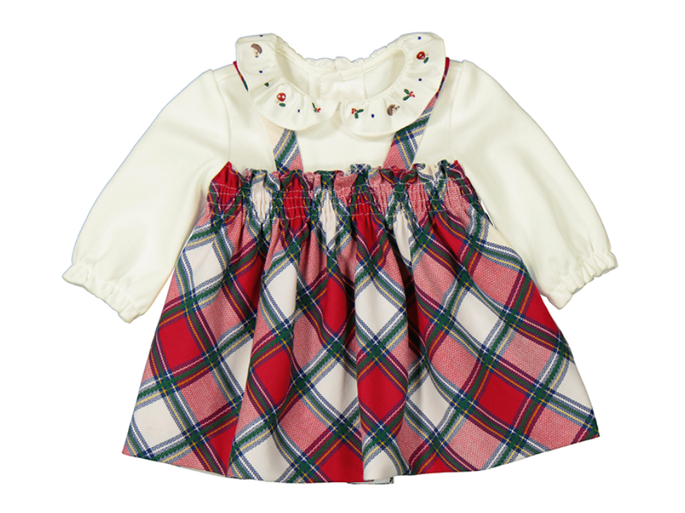 MAYORAL BABY GIRL CHECKED ROMPER DRESS