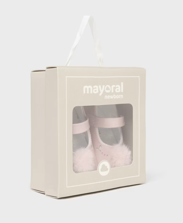 MAYORAL BABY NEW BORN GIRL POM POM SHOES PINK – Lullaby Baby And