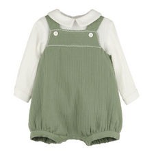 Load image into Gallery viewer, LULI &amp; ME FOREST GREEN ROMPER WITH SHIRT SET