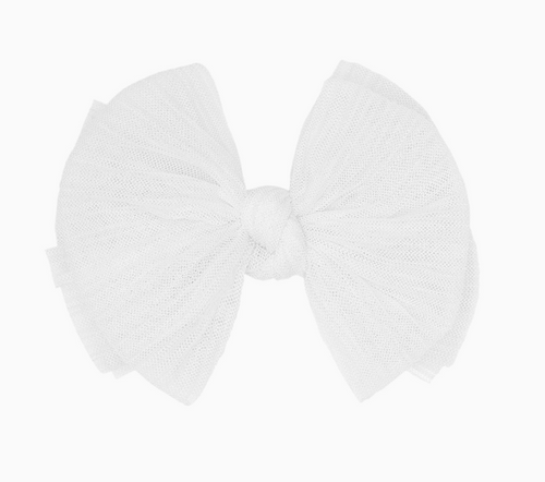 TULLE BOW FAB BOW HAIR CLIP IN WHITE