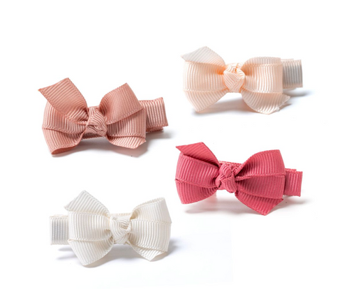 BOWS PINK EARTHY SHADES | SET OF 4 BABY HAIR CLIPS