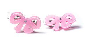 BOWS FANCY DOUBLE  SATIN PINK HAIR CLIPS | LILIES & ROSES