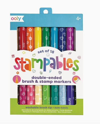 STAMPABLES DOUBLE ENDED STAMPED  & BRUSH MARKERS: Set of 18 | OOLY