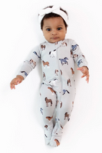 Load image into Gallery viewer, KYTE BABY ZIPPERED FOOTIE IN HORSE