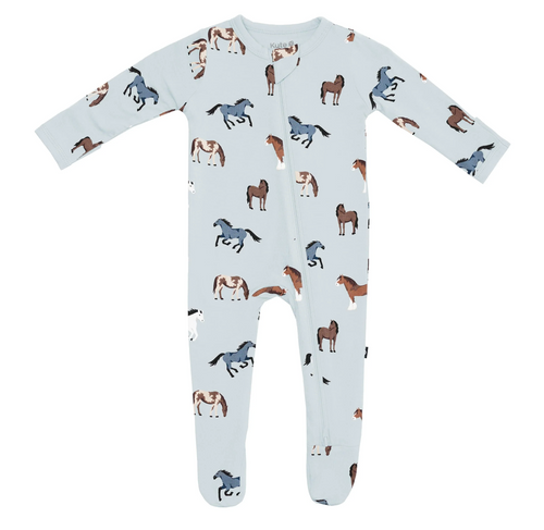 KYTE BABY ZIPPERED FOOTIE IN HORSE