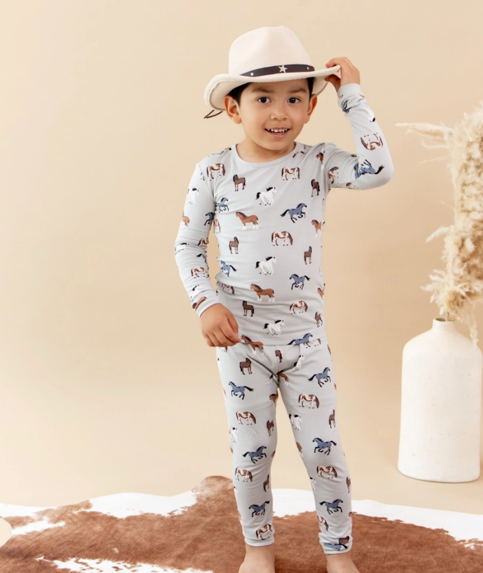 KYTE BABY LONG SLEEVE PAJAMAS SET | HORSE