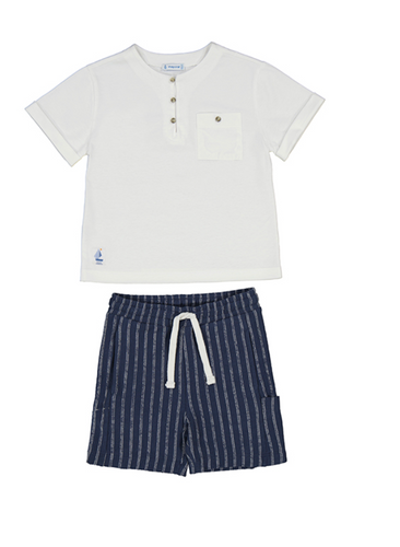 MAYORAL BOY STRIPES SHORT & T SHIRT SET             3603