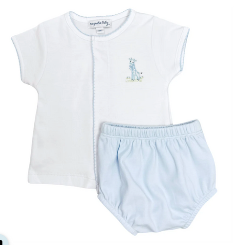VINTAGE GIRAFFE DIAPER SET LIGHT BLUE