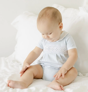 ETHAN SMOCKED BUBBLE IN BLUE MAGNOLIA